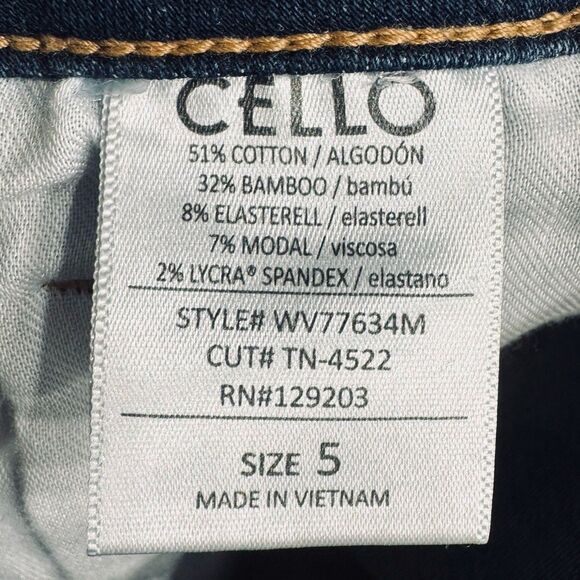 Cello High Rise Ankle Skinny Jeans 5 Dark Blue Stretch Juniors Measures 26 x 26 - Picture 4 of 7